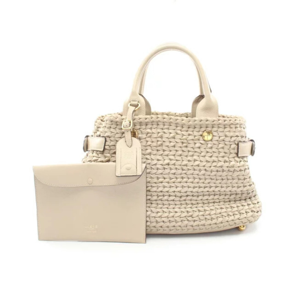 Loewe Woven Leather Handbag Beige Cream